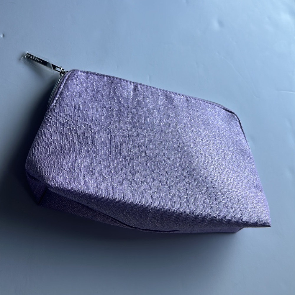 Lancôme makeup bag purple lavender metallic Dopp kit never used 10x6in clean - Picture 8 of 9